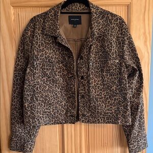 Banana Republic Brown Leopard Jean Jacket
